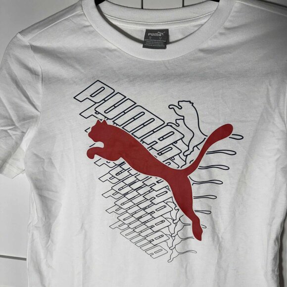 PUMA Kids boy Tee T-shirt White Size10 M - Picture 2 of 5